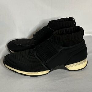 CHANEL Black and Cream Knit Sock High Top Sneakers